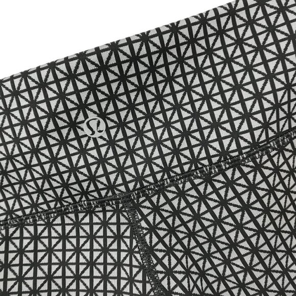 Lululemon Wunder Under Full On Luon Black Leggings Size 6 Tri Geo Silver Spoon - Picture 7 of 10